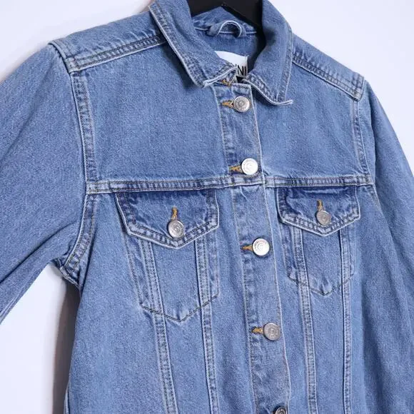 GANNI Washed Denim Long Sleeve Mini Dress Indigo Long Sleeve Women's 36/ US 4 - Picture 6 of 9